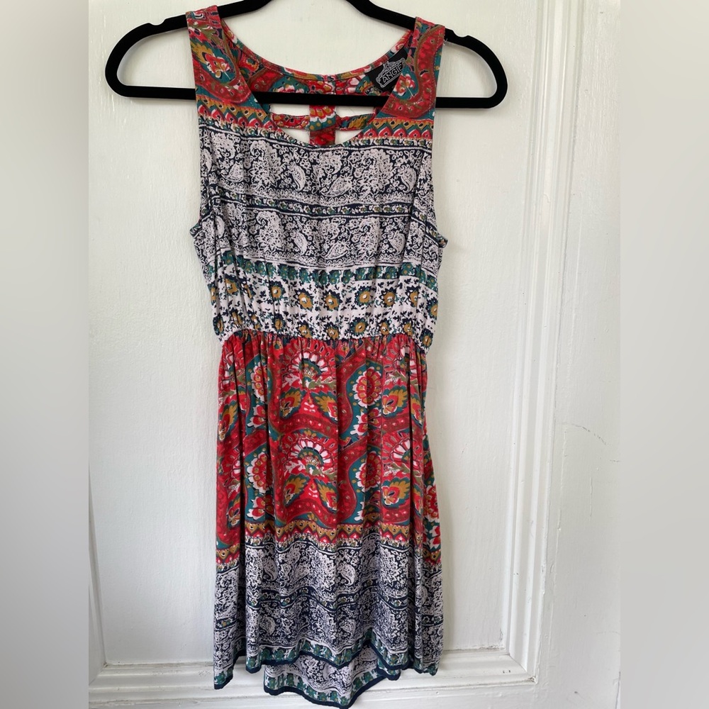 Angie Red and Black Floral Midi Dress